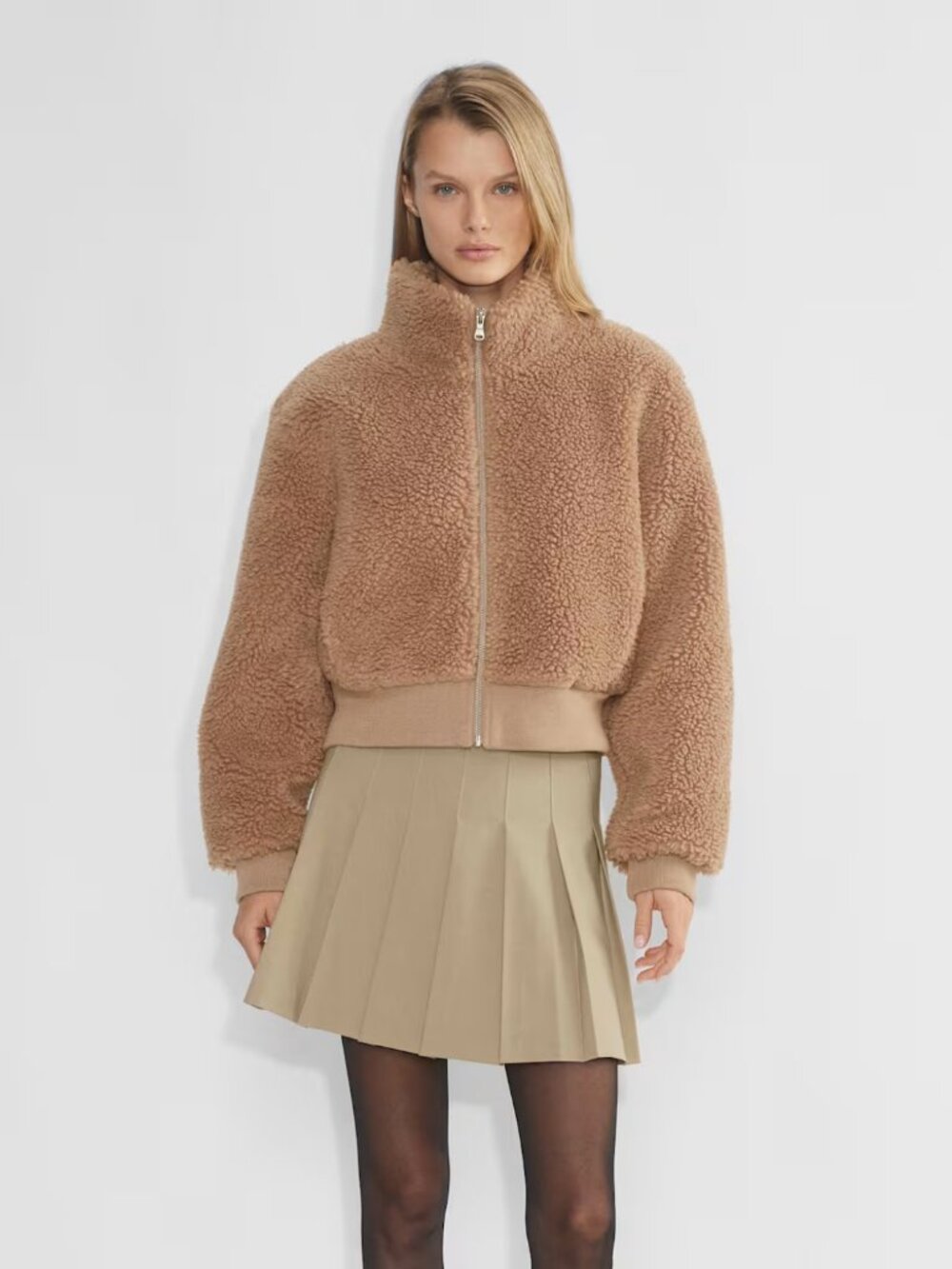 Aritzia - Sunday Best Mochi Jacket - Teddy zip-up bomber - size XS